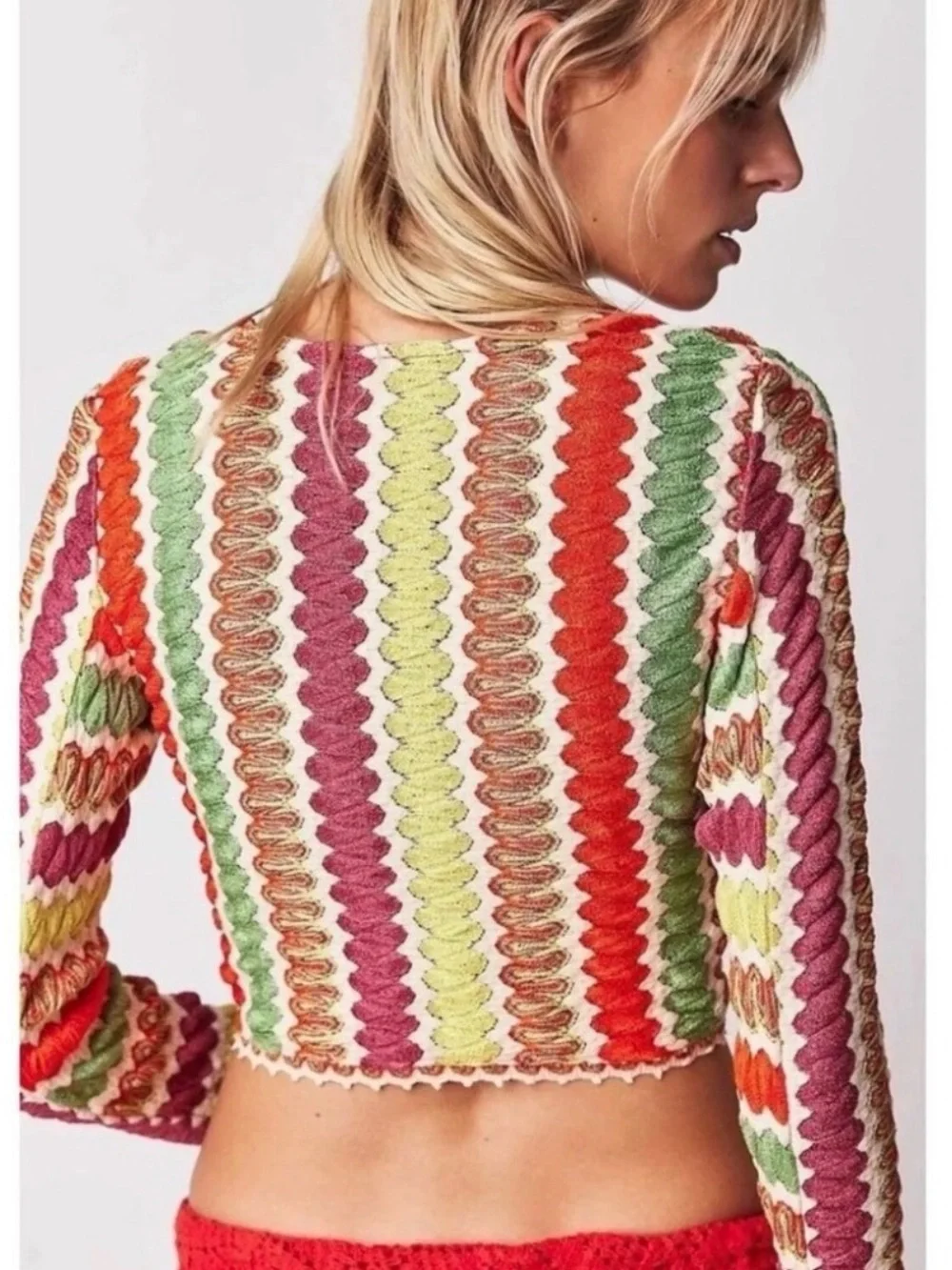 Free People Pop Surge Multi Color Metallic Crop Top | Size Small